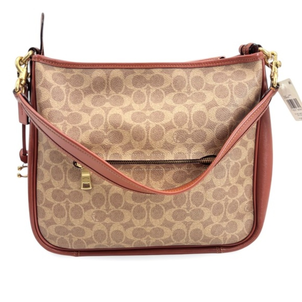 NWT COACH Coated Canvas Signature‎ Cary Shoulder Bag in Tan Rust - Picture 11 of 16